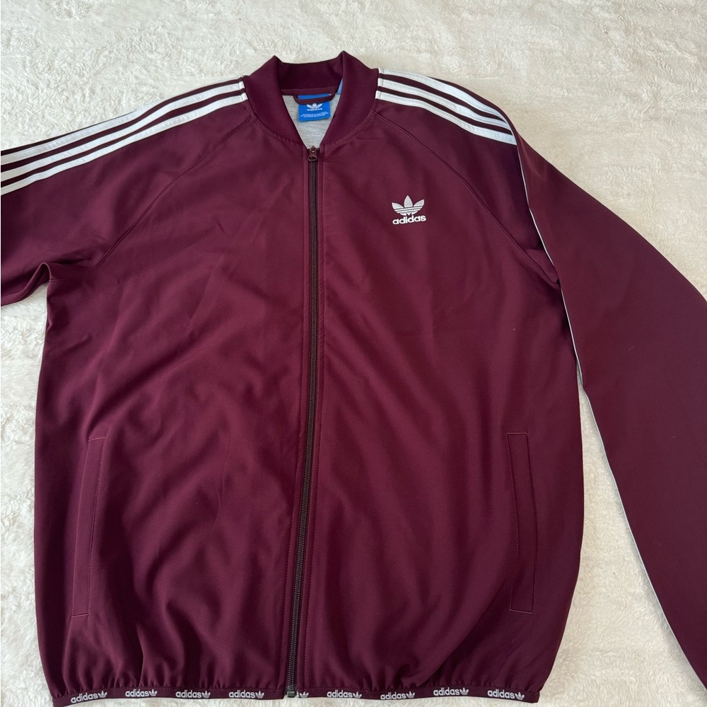 Adidas Burgundy full zip track jacket
